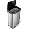 Silver/Black 13-Gallon Stainless Trash Can with Motion Sensor Lid