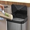 Silver/Black 13-Gallon Stainless Trash Can with Motion Sensor Lid