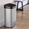 Silver/Black 13-Gallon Stainless Trash Can with Motion Sensor Lid