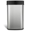 Silver/Black 13-Gallon Stainless Trash Can with Motion Sensor Lid