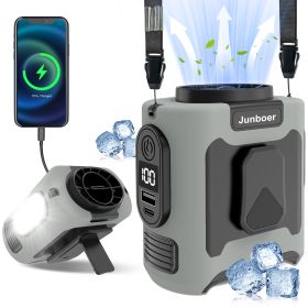 16, 000 Rpm 10000mAh Portable Waist Fan, Clip On Wearable Belt Personal Fan, Rechargeable Battery Powered, With 5 Speed Levels And A Flashlight, (Option: Gray)