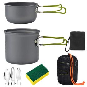 8Pcs Camping Cookingware Set Aluminum Pot Foldable Knife Fork Spoon For Hiking Picnic Outdoor (Option: 8Pcs)
