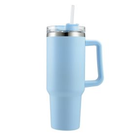 30OZ Straw Coffee Stainless Steel Water Bottle Large Capacity Travel BPA Free Thermal Mug (Color: 30oz Light blue, Capacity: 1PC)