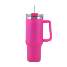 30OZ Straw Coffee Stainless Steel Water Bottle Large Capacity Travel BPA Free Thermal Mug (Color: 30oz Rose red, Capacity: 1PC)