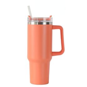 30OZ Straw Coffee Stainless Steel Water Bottle Large Capacity Travel BPA Free Thermal Mug (Color: 30oz Orange, Capacity: 1PC)