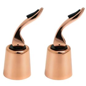 2pcs Stainless Steel Wine Bottle Corks (Color: Double Rose Gold)