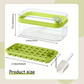 Set Of 1 101oz Ice Cube Trays, 64 Pcs Silicone Ice Cube Tray With Lid And Bin (Color: Green 64 Grid Ice Tray Mold)