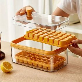 Set Of 1 101oz Ice Cube Trays, 64 Pcs Silicone Ice Cube Tray With Lid And Bin (Color: Orange 64 Grid Ice Tray Mold)