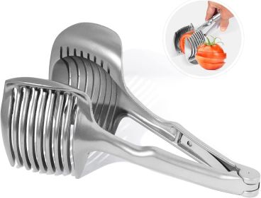 1pc Tomato Slicer Holder (Color: Stainless Steel Silver)