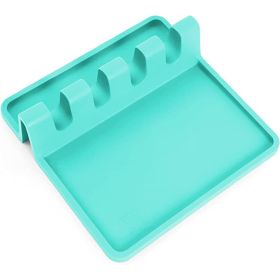 1pc Silicone Utensil Rest With Drip Pad (Color: Mint Color)