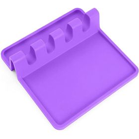 1pc Silicone Utensil Rest With Drip Pad (Color: Purple)
