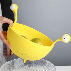 1pc Kitchen Strainer - Big-Eyed Monster Design BPA-Free Food Strainer (Color: Yellow)