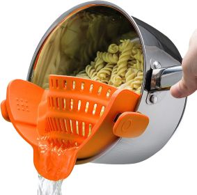 Snap N Strain Pot Strainer and Pasta Strainer (Color: Orange)