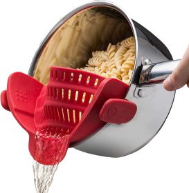 Snap N Strain Pot Strainer and Pasta Strainer (Color: Red)