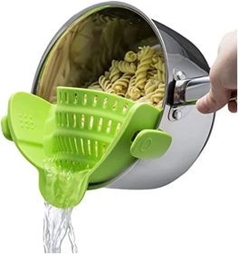 Snap N Strain Pot Strainer and Pasta Strainer (Color: Green)