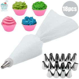 8/10/18PCS Silicone Pastry Bag Tips Kitchen Cake Icing Piping Cream Cake Decors Reusable Pastry Bags Nozzle Set (Color: green 2)