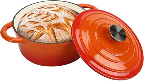 Dutch Oven,Dutch Oven Pot with Lid,4.5 QT Enamel Dutch Ovens with Dual Handles (Color: Orange)