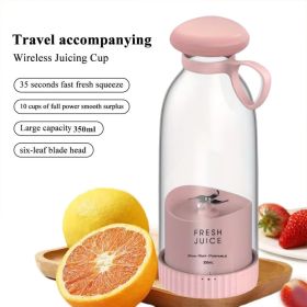 Mini Portable Blender Bottle USB Rechargeable (Color: Pink)